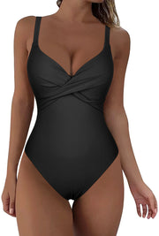 Hilor Underwire Swimsuit for Big Busted Women Push Up One Piece Bathing Suit Twist Front Sexy High Cut Monokini Swimwear