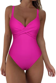 Hilor Underwire Swimsuit for Big Busted Women Push Up One Piece Bathing Suit Twist Front Sexy High Cut Monokini Swimwear
